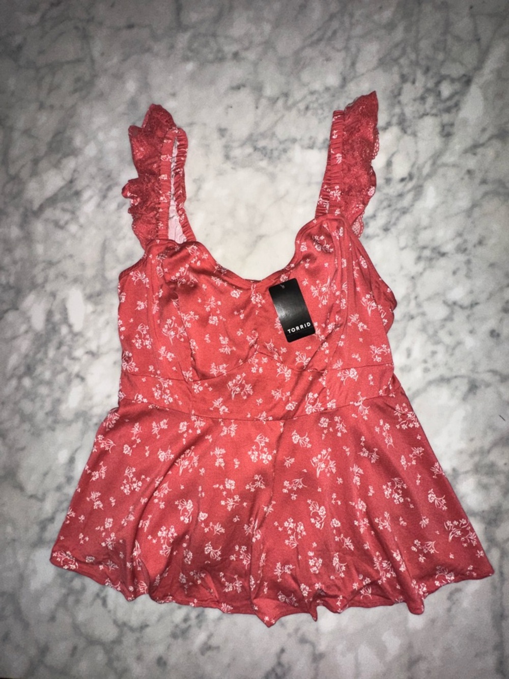 torrid Coral Pink Floral Ruffle Peplum Camisole